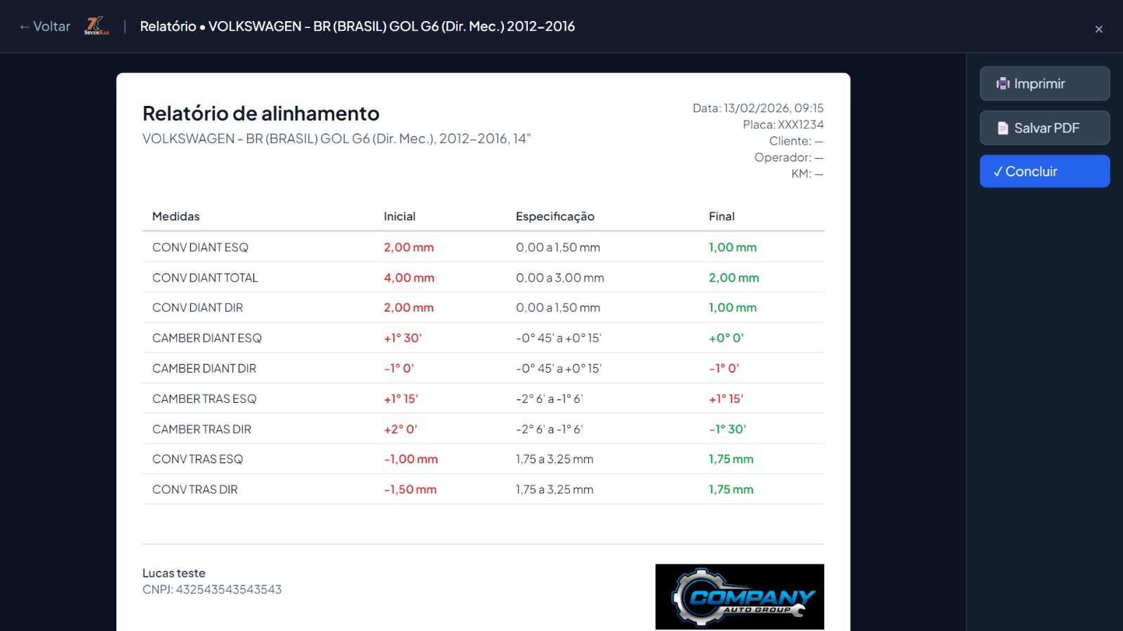 Software de Alinhamento - Interface oficina